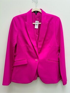 Women’s Express Editor Fitted/Tailored One Button Hot Pink Blazer